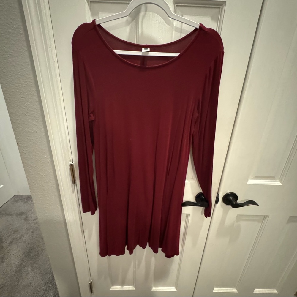 Old Navy Long Sleeve Swing Dress - Burgundy Red - Size M‎